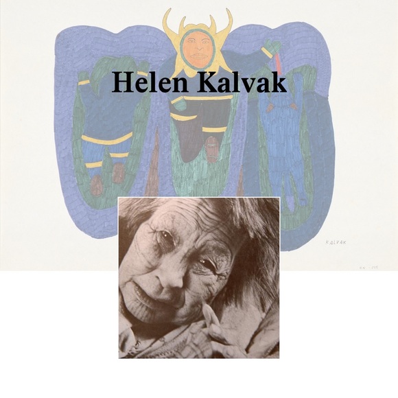 Helen Kalvak Original Inuit Eskimo Print On Burlap “The Hunt” signed - Picture 5 of 5